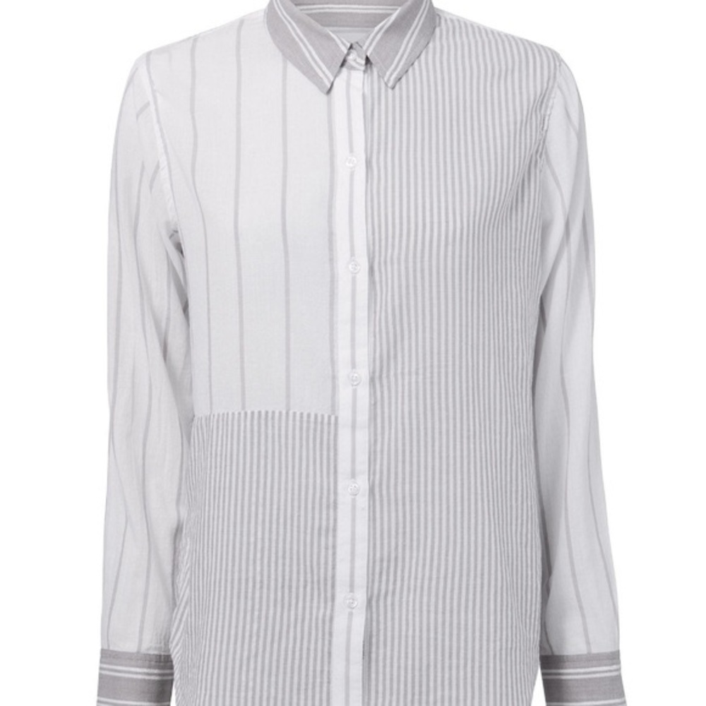 Rails Ericka Mixed Grey White Striped Button Shirt Cotton Rayon Small